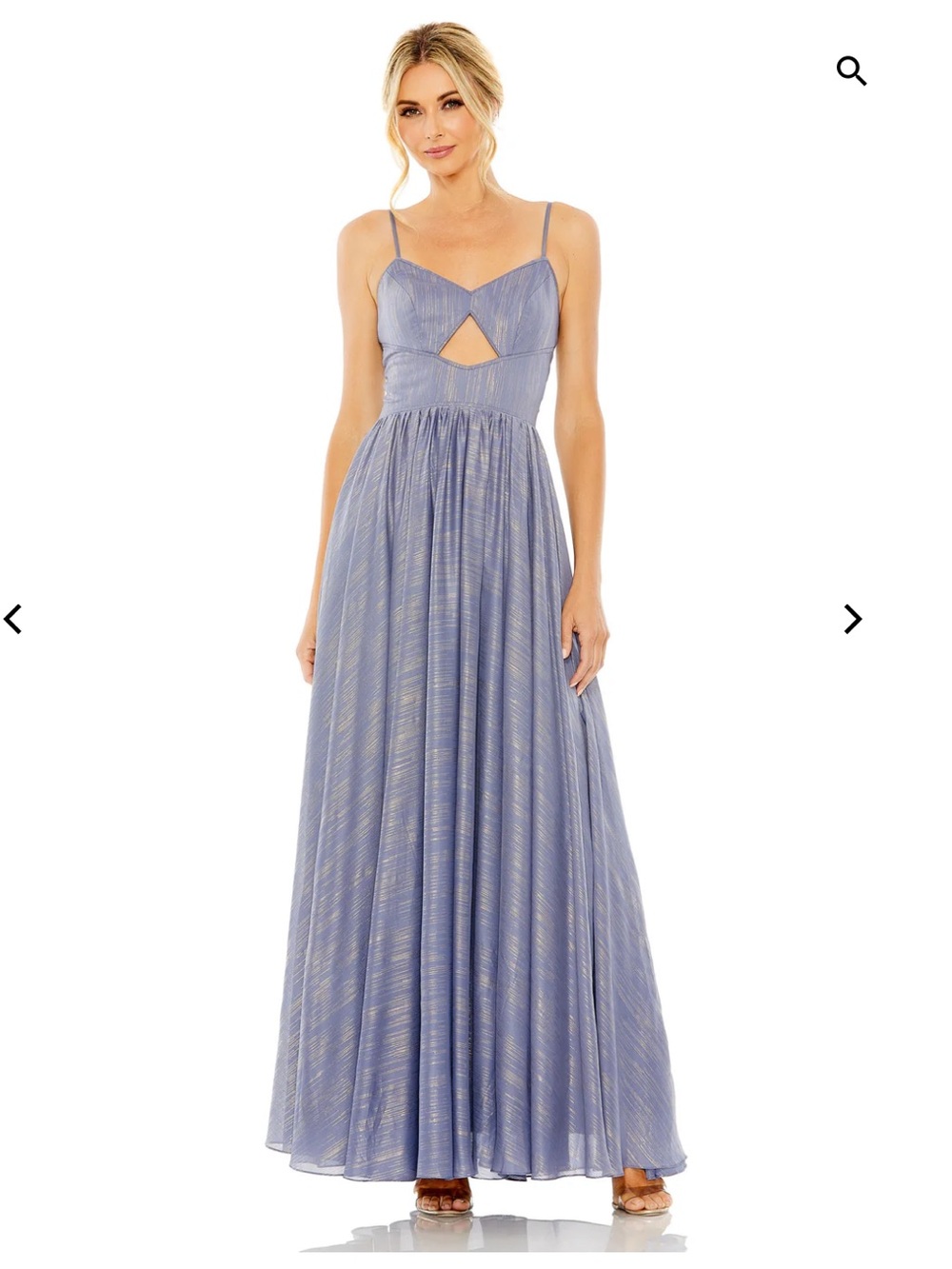 Mac Duggal 49738 Blue Gold Chiffon Cut Out A-Line Pleated Gown Dress Size 12 NEW